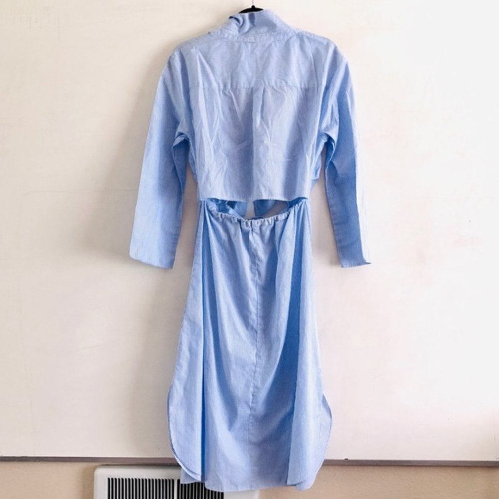 Zara Poplin Dress Tie Front Striped Blogger Fav M - Picture 11 of 13